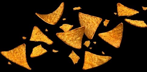 Falling,Corn,Chips,,Hot,Mexican,Nachos,Isolated,On,Black,Background